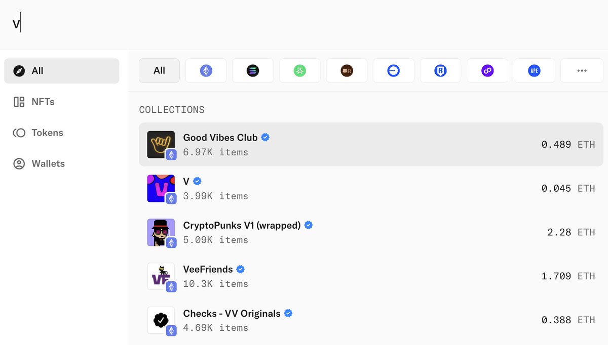 westerntw1's tweet image. V is for Victory! And for @GoodVibesssClub 👑
Fun fact: when I&apos;m using search on @opensea, a single &apos;V&apos; is enough to get this result: