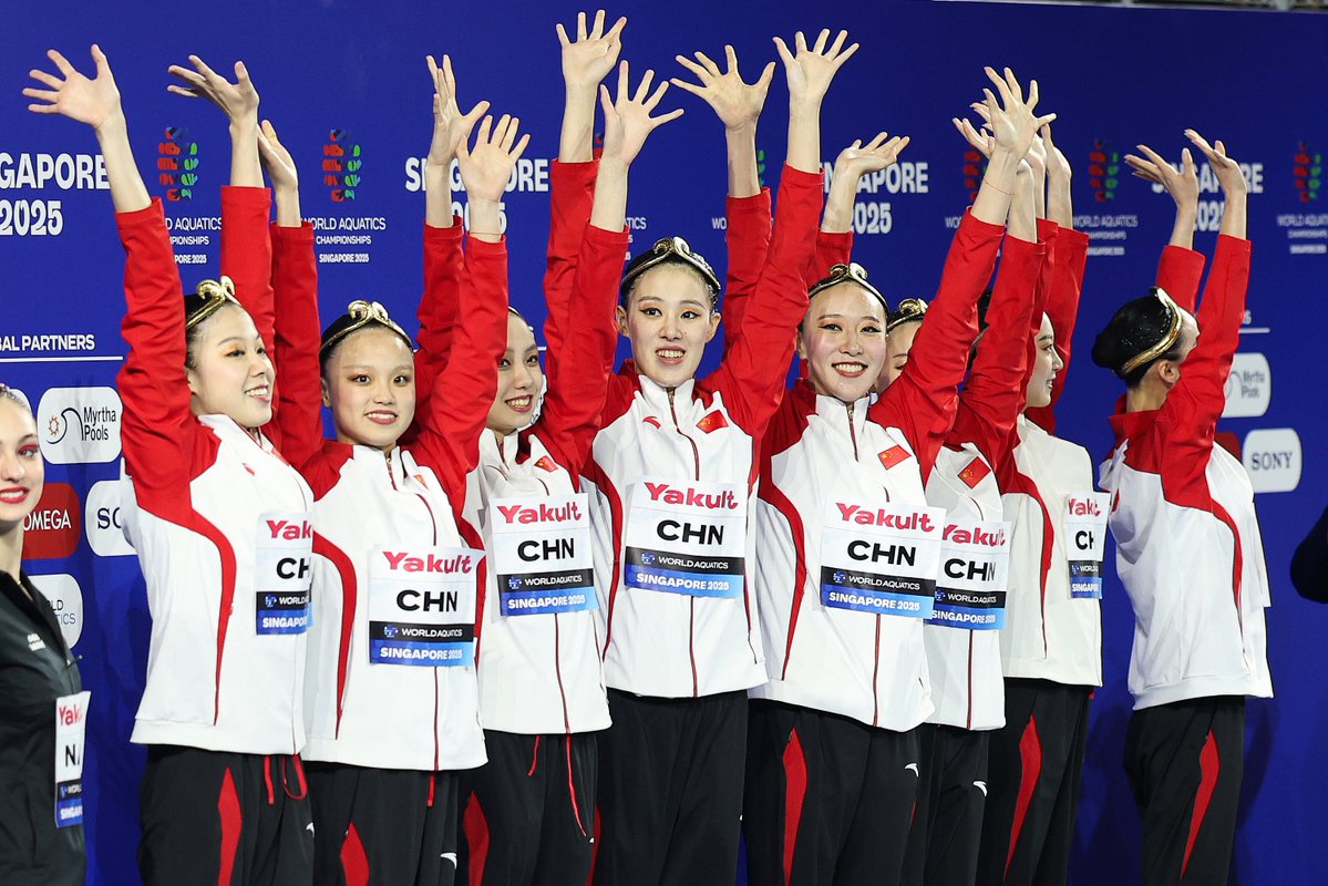 CGTNSportsScene's tweet image. Wukong Powers China to Gold in Artistic Swimming 🔥
Channeling the Monkey King, Team China dazzled with a Black Myth: Wukong-inspired routine to win team technical gold at the #AQUASingapore2025🥇
💯Scoring 307.8001, they edged past NAB (Russia), while Spain claimed bronze.