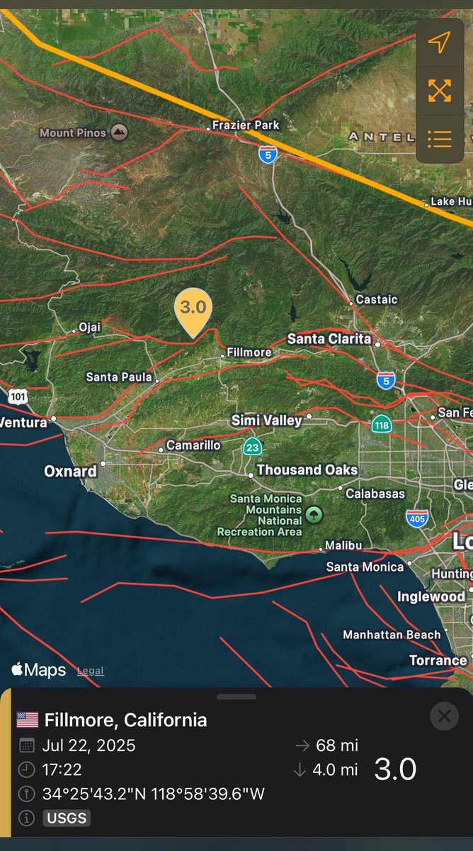 OC_Scanner's tweet image. BREAKING
📍Filmore / California
A magnitude 3.0 earthquake just struck near Filmore, CA in Ventura County