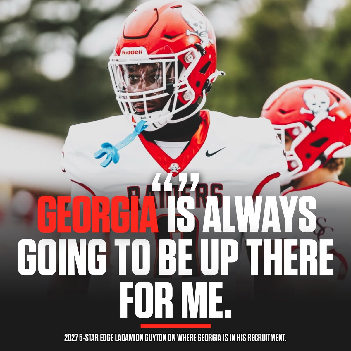 DawggRecruiting's tweet image. The no. 2 player in the class of 2027, 5-star EDGE Ladamion Guyton updates where #Georgia is in his recruitment, via Chad Simmons of ON3. 🐶👀

Guyton obviously going to be one of the top targets for the Dawgs in the upcoming 2027 cycle.