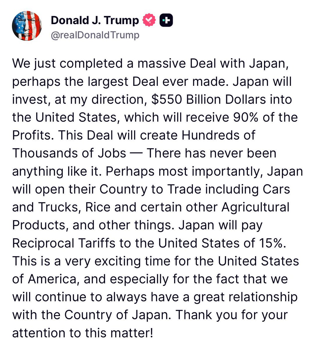KOTA_IUC's tweet image. なんやこれタコ殴りやんけ

相互関税15%でも結局追加でクルマとコメを日本にたくさん入れろ、と…。

いやでも日本人って結局アメリカ車買わないしなぁ。コメだけはわからん…あんなに古古古米売れちゃうくらいだからなぁ…

さぁ日本はどう守られていくのか