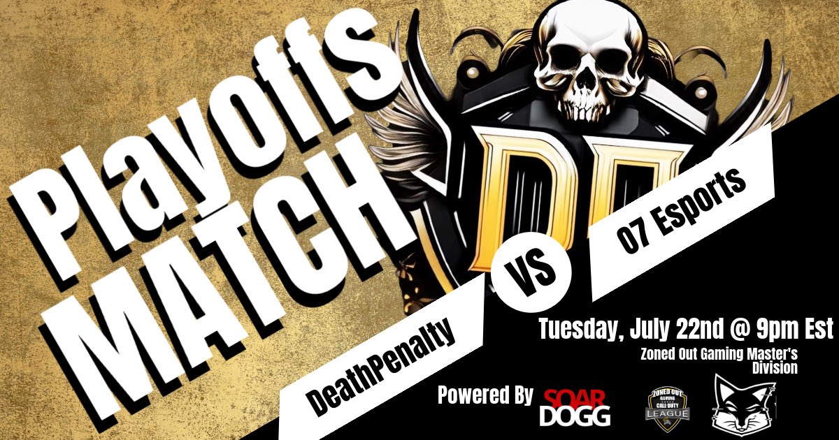 ⚠️GAMEDAY⚠️ 

1st week of playoffs for the executioners! 

🆚 <a href="/o7xEsports/">o7 Esports</a> 

⏰ 9pm Est

📍 <a href="/ZGLCallofDuty/">Zoned Out Gaming League</a> 

🔗 m.twitch.tv/dephorm/home?t… (<a href="/DephormTTV/">Dephorm</a>) 

📸Roster 

💀<a href="/SkyCod__/">Sky</a> 
💀 @9Asylum 
💀@L2withnoIQ
💀<a href="/rTsunii/">Don</a> 

#PenaltyExecuted #SoarDogg #GlytchEnergy #ZGL