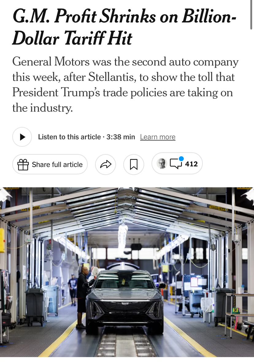 jeremyfromga's tweet image. General Motors take a massive tariff hit, losing $2.7B first half of tariff “deals.”
Maybe they should drop the price of vehicles and stop giving Executive Bonuses.
