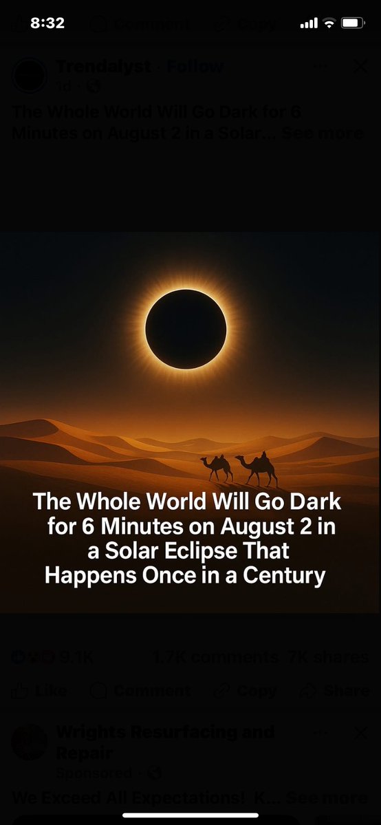 505Cali2's tweet image. The Whole World Will Go Dark for 6 Minutes on August 2 in a Solar Eclipse That Happens Once in a Century