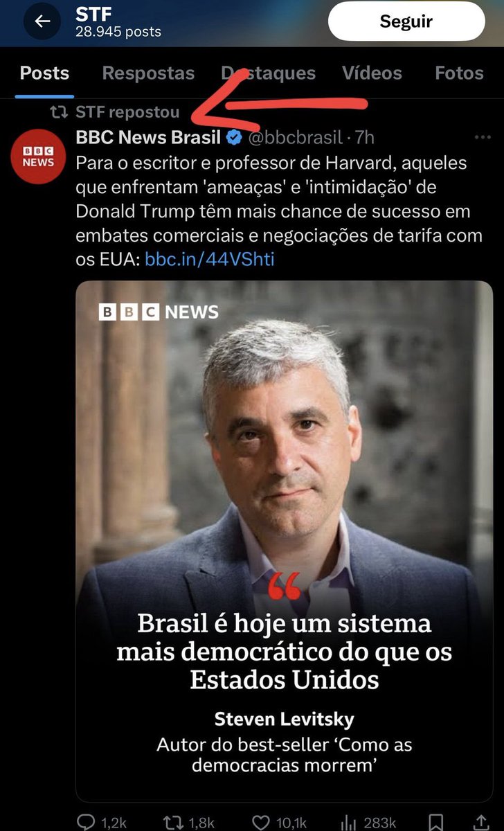 marsiglia_andre's tweet image. 🚨Esse o STF “isento” que nós temos no Brasil, dando repost em entrevista que diz que os EUA ameaçam e intimidam países