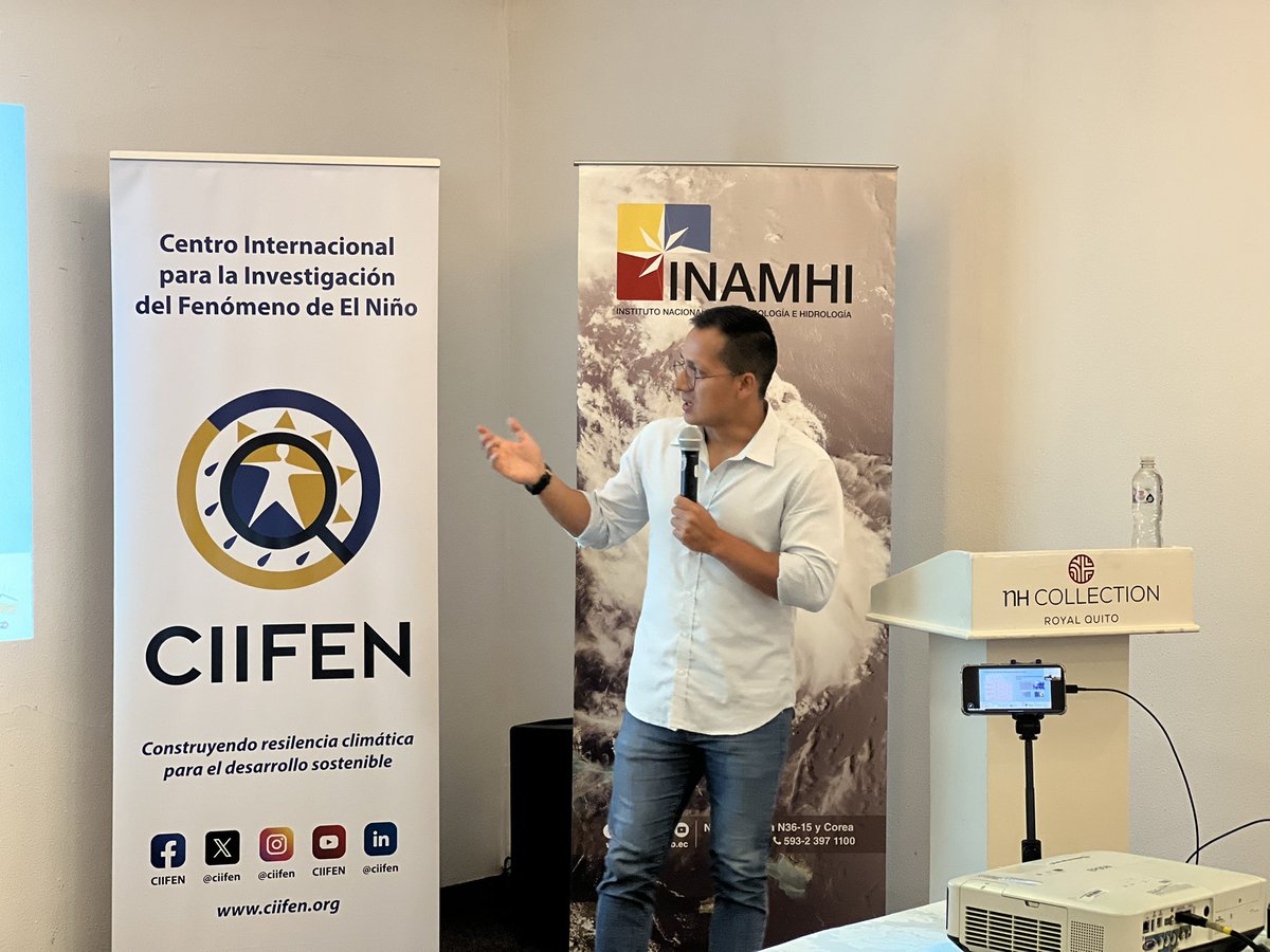 En el segundo día del XXIV Foro Regional de Perspectivas Climáticas, INAMHI participó con la charla “Flujos de generación y verificación de pronósticos del país”.
📊 Fortalecemos el intercambio técnico y la construcción de pronósticos climáticos más precisos para la región.