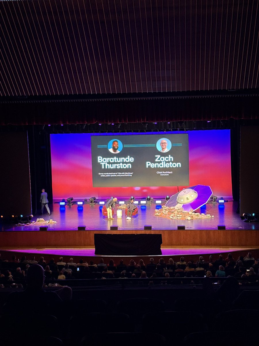 At the keynote! Excited about learning from <a href="/baratunde/">Baratunde</a> and talking about “Life with Humans”  thanks to #InstCon25 for bring us thought provoking leaders.
