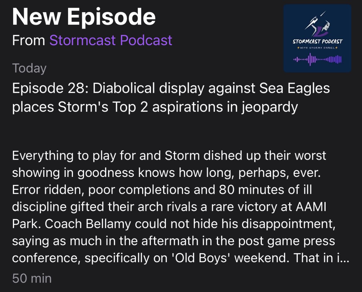 StormcastPod's tweet image. New episode has dropped 🎧 Review of the Manly loss, listener questions, all Storm news, throwback team list and TLT - who's in, who's out for the Roosters clash.
Like and subscribe via ⬇️
Apple Podcasts podcasts.apple.com/au/podcast/sto…
Spotify open.spotify.com/episode/7kKhv9…
@rugbyleaguecom