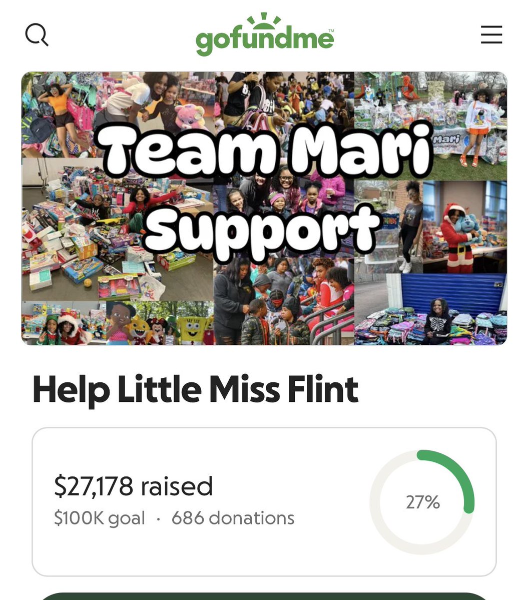LittleMissFlint's tweet image. In a little over 24 hours a self proclaimed “fascist” was able to raise $31k because he got fired.
In 3 months I haven’t even been able to hit $30k on my fund to help support local kids in Flint.
This is so disheartening.
gofund.me/167ae81d