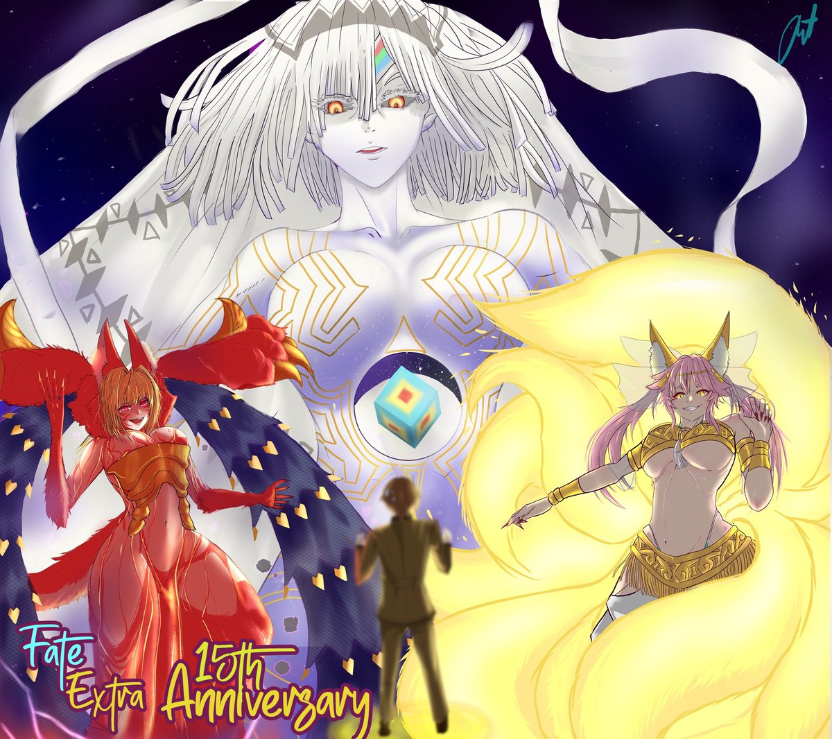 Happy 15th anniversaru Fate Extra &lt;3&lt;3 from all 3 main function XD
#FateEXTRA15周年 #FateExtra  #FateEX_Record