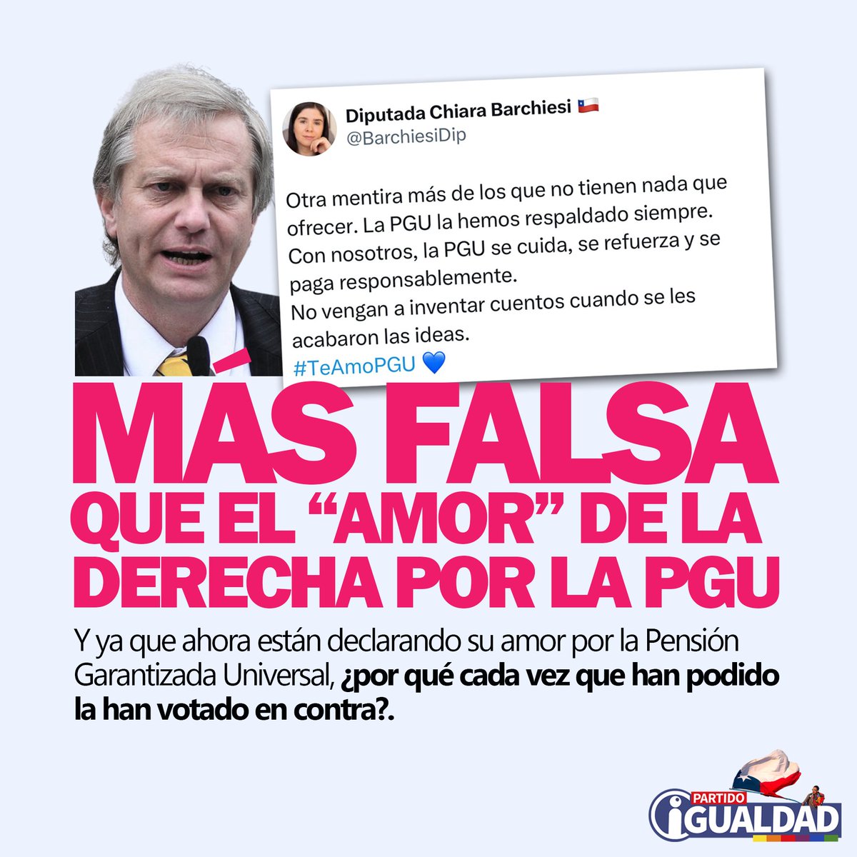 IgualdadPartido's tweet image. Van a barrer incluso con las pequeñas y modestas cosas que benefician a los más pobres, lo han demostrado cada vez que se vota algo en el congreso, imaginarlos en La Moneda causa terror.
