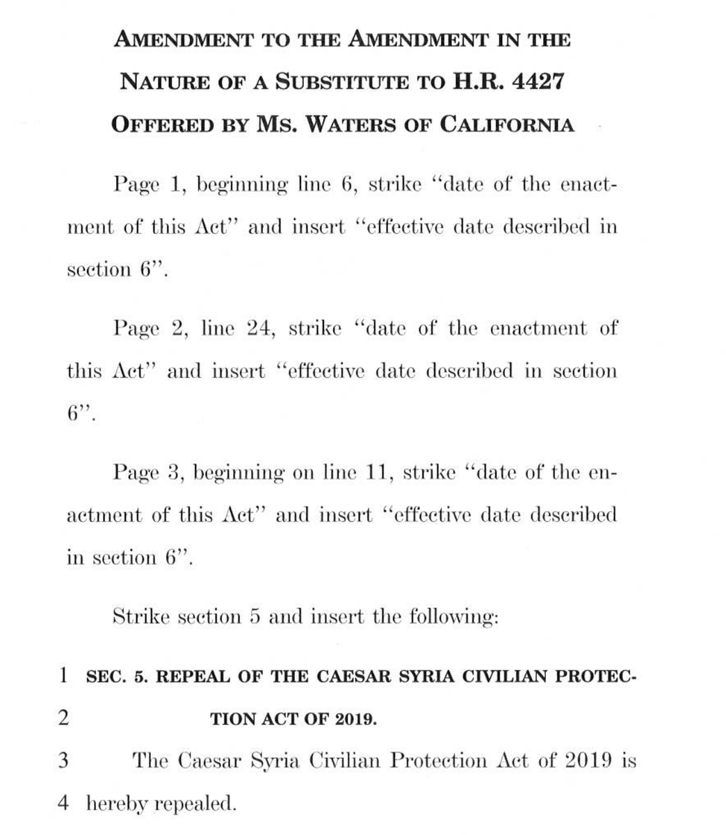 AHernandez_SAC's tweet image. 🚨 BREAKING
Vote records are now live for the Syria sanctions markup (H.R. 4427) in House Financial Services.
🗳️ Waters Amendment – Full Repeal of Caesar Act:
❌ Failed: 17–37
🔹 All Republicans voted against
🔹 17 Democrats voted YES: Waters, Velázquez, Scott, Lynch, Green (TX),…