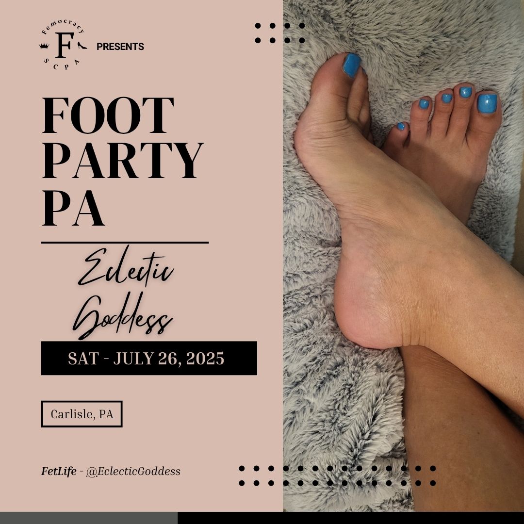 Kneel before Eclectic Goddess at #FootPartyPA!

Dominant. Queer. Primal. Poly. She's a force of kink, creativity &amp; control 👑

She teaches, mentors, hosts &amp; Her feet are divine 👣

Secure your spot on the waitlist NOW📋

‼️Apply ASAP tinyurl.com/58e4jkwe