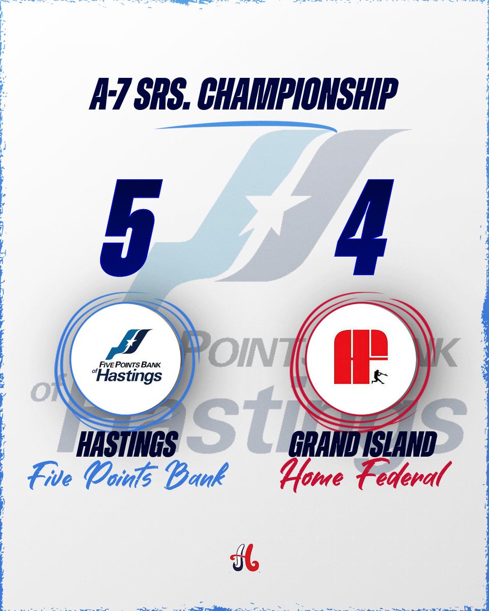 A-7 Seniors at North Platte

Championship Game #2
Final
Hastings Five Points Bank (29-9) - 5
Grand Island Home Federal - 4
W: Nick Mousel
Sv: Landon Hinrichs

Five Points defeats GI twice to win the Class A Area 7 Seniors Championship!
