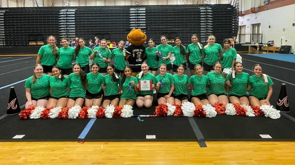 Our Varsity and JV Cheerleaders, along with Sting, are learning and bonding at NCA Cheer camp. #JPND #STINGEM