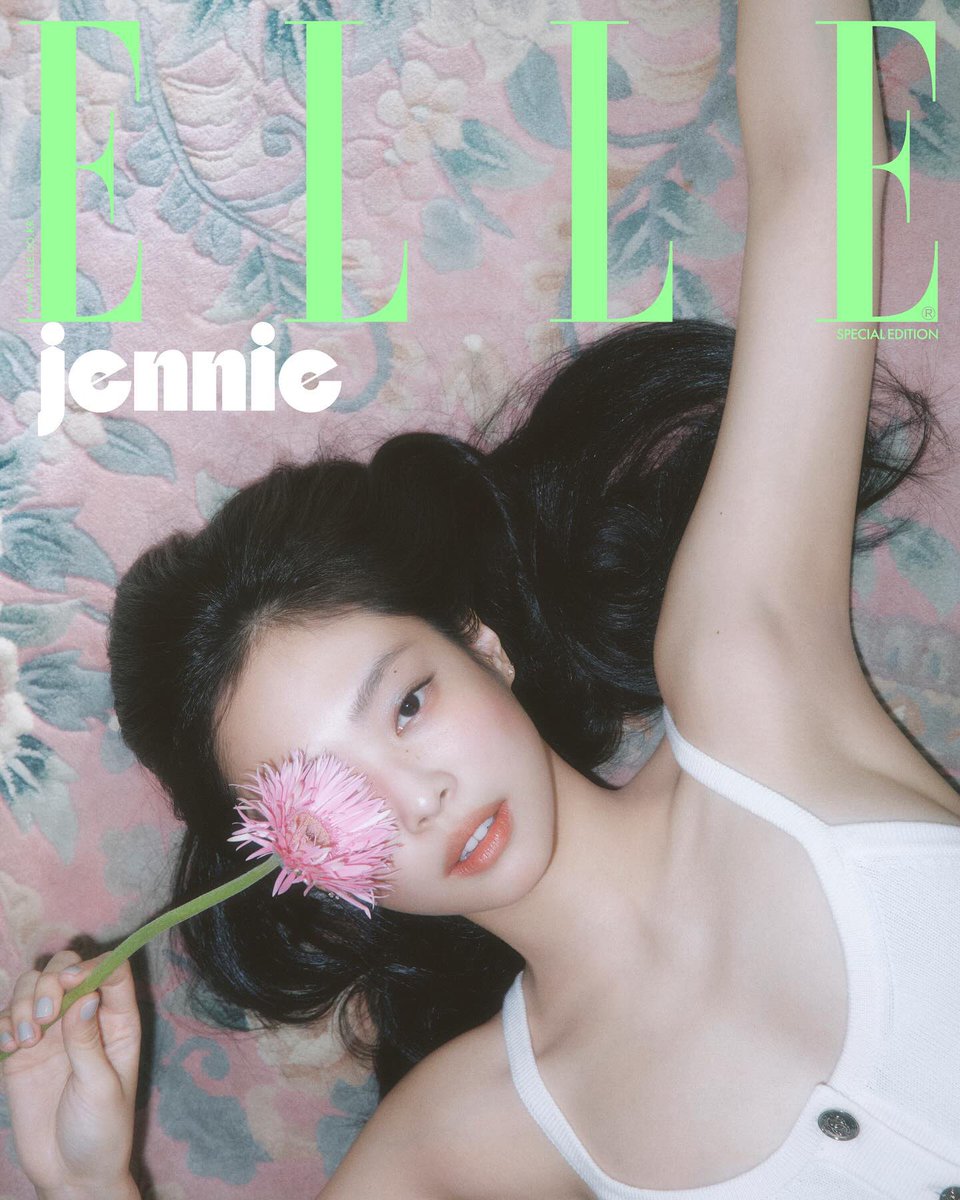 TheePopCore's tweet image. JENNIE looks like a beauty as soft as a morning bloom, with a demure charm that radiates serene allure wearing CHANEL as she graces the cover for ELLE Korea.