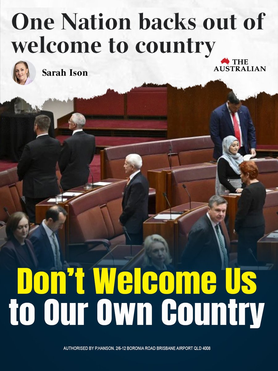 OneNationAus's tweet image. One Nation is saying what we’re all thinking: Welcome to Country has worn out its welcome. We are all sick of being welcomed to our own country. And we’re making the point known respectfully, with dignity. Subtle but powerful . One Nation does not accept dividing us on race in…