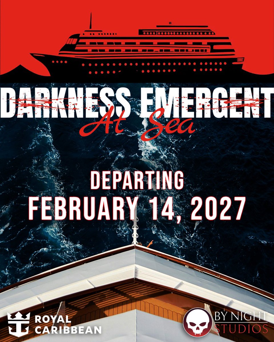 Valentine’s Day 2027 just got darker! Darkness Emergent sets sail on a 7-day cruise out of Miami on 2/14/27!

darknessemergent.com/sea

#vamily #darknessemergent #vampirethemasquerade #bynightstudios #larp #worldofdarkness