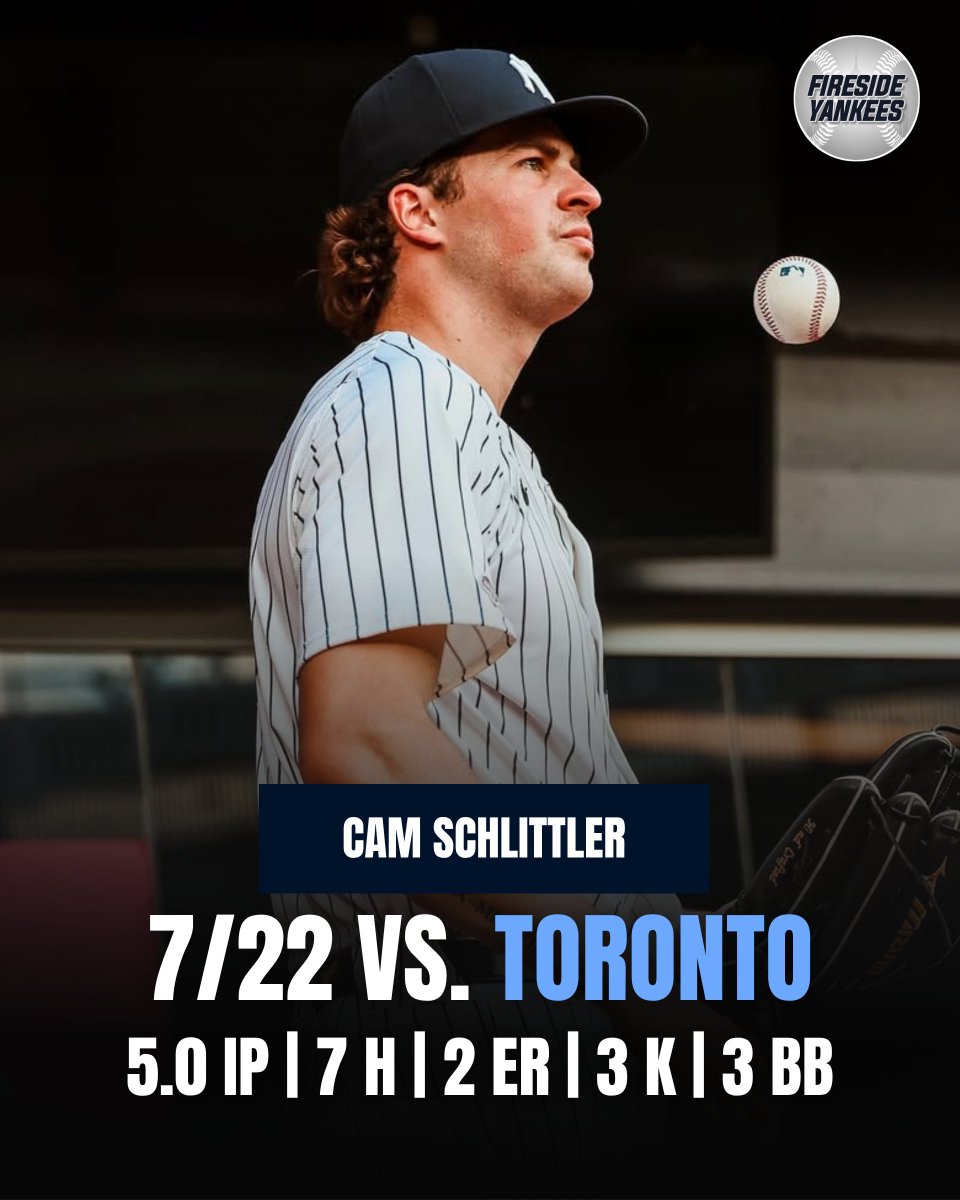 FiresideYankees's tweet image. Cam Schlittler CONTINUES to impress at the big-league level with another 5 quality innings tonight🙏
5.0 IP | 7 H | 2 ER | 3 K | 3 BB
#Yankees