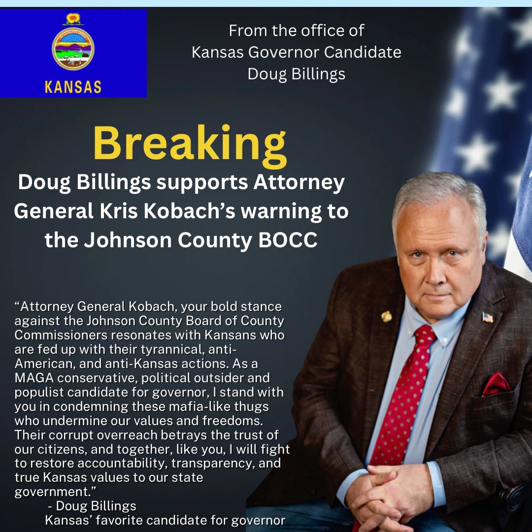 Johnson County isn’t the only county with this problem.
I look forward to working with the Attorney General when I’m elected Kansas governor and taking what I’m sure will be a great amount of pleasure cleaning up the corruption.
Believe it.
Four Kansas!
Cheers.
