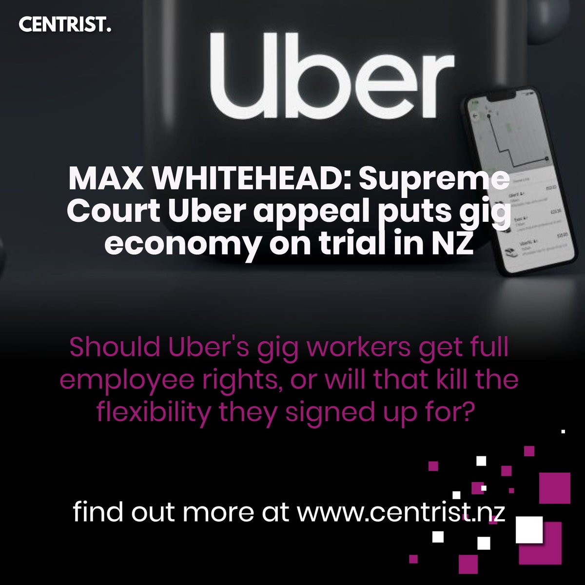 centrist_nz's tweet image. 🚨 NZ’s gig economy on trial:
The Supreme Court may force Uber to treat drivers as employees. That means 25% cost hikes, back pay, and Uber could exit NZ.
Flexibility or full rights—what’s fair?👇
centrist.nz/max-whitehead-…