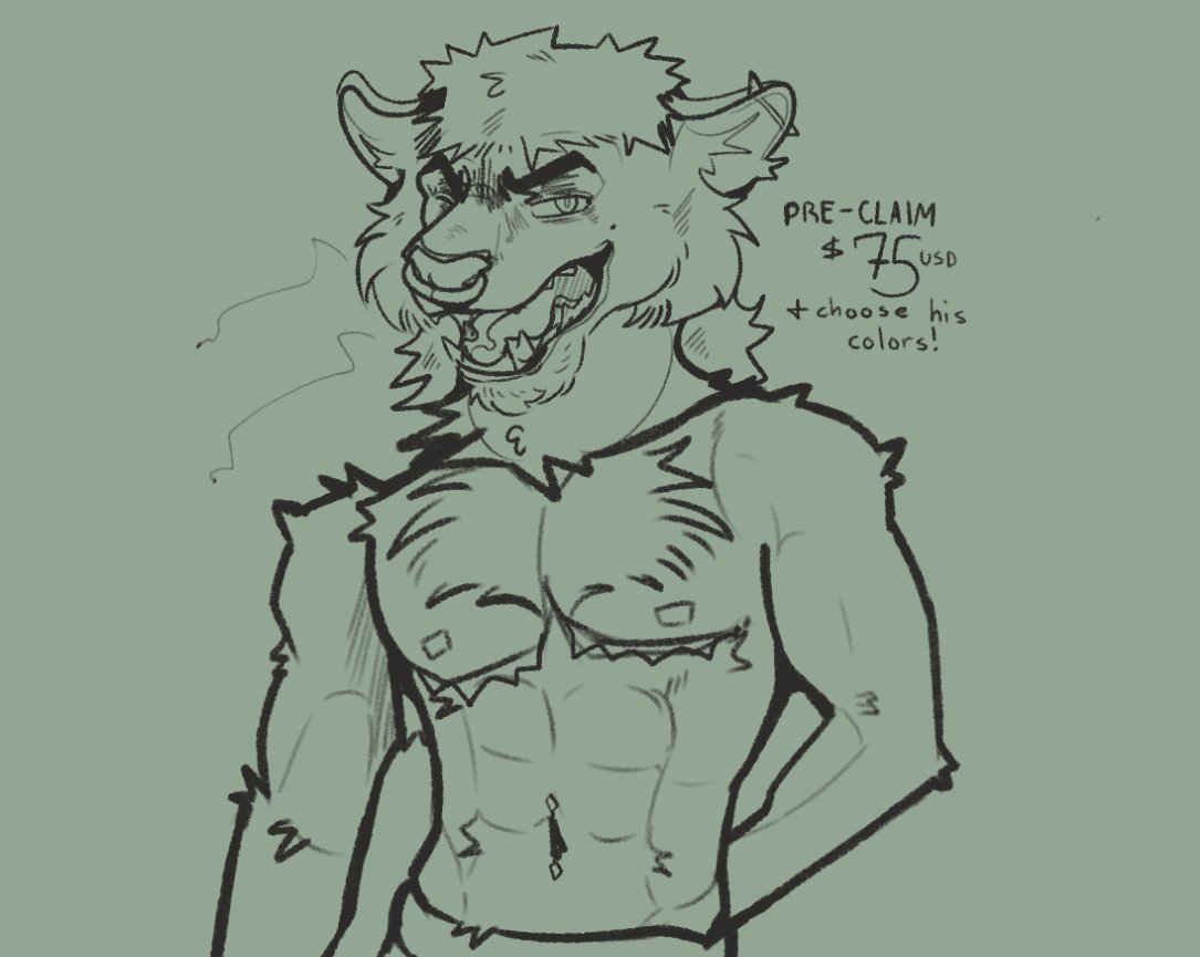 ❕adopt wip (pre-claims open! claim for $75 &amp; choose  his design and color palette!) ❕
maltese tiger &gt;:) interactions appreciated!! 🫶