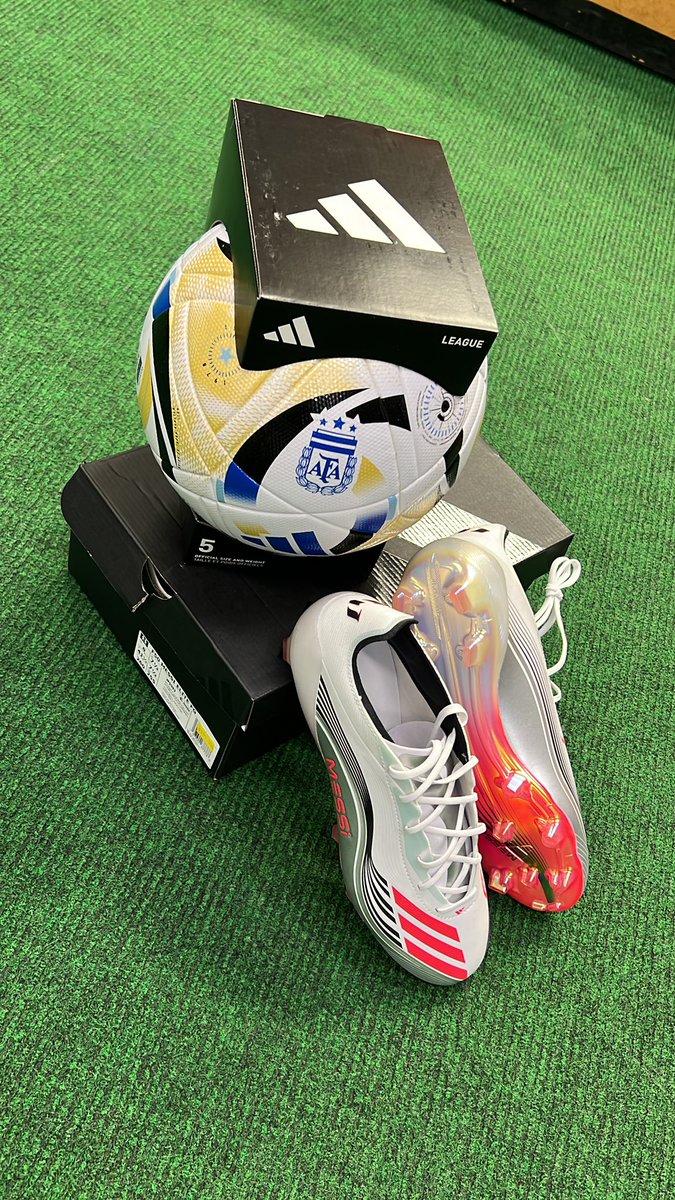 New Adidas F50 Messi Elite FG &amp; AFA 2025 League Ball Latest Arrivals! Sizes 8.0-11.0 In Stock &amp; Ball Sizes 4&amp;5. Visit Us in Store Today! Questions? Call 604-299-1721 #adidas #messi #afa #argentina #vancouver #BC #soccer #futbol #arg