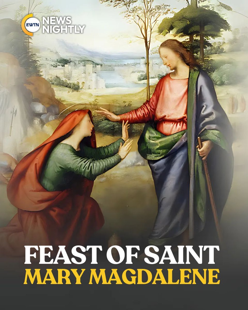 EWTNNewsNightly's tweet image. The Church honors St. Mary Magdalene for her exemplary virtue and loyalty to Christ. As a devoted disciple and close companion of Jesus during His ministry, she remained with Him even during His suffering on the Cross. On Easter morning, she was among the three women who went to…