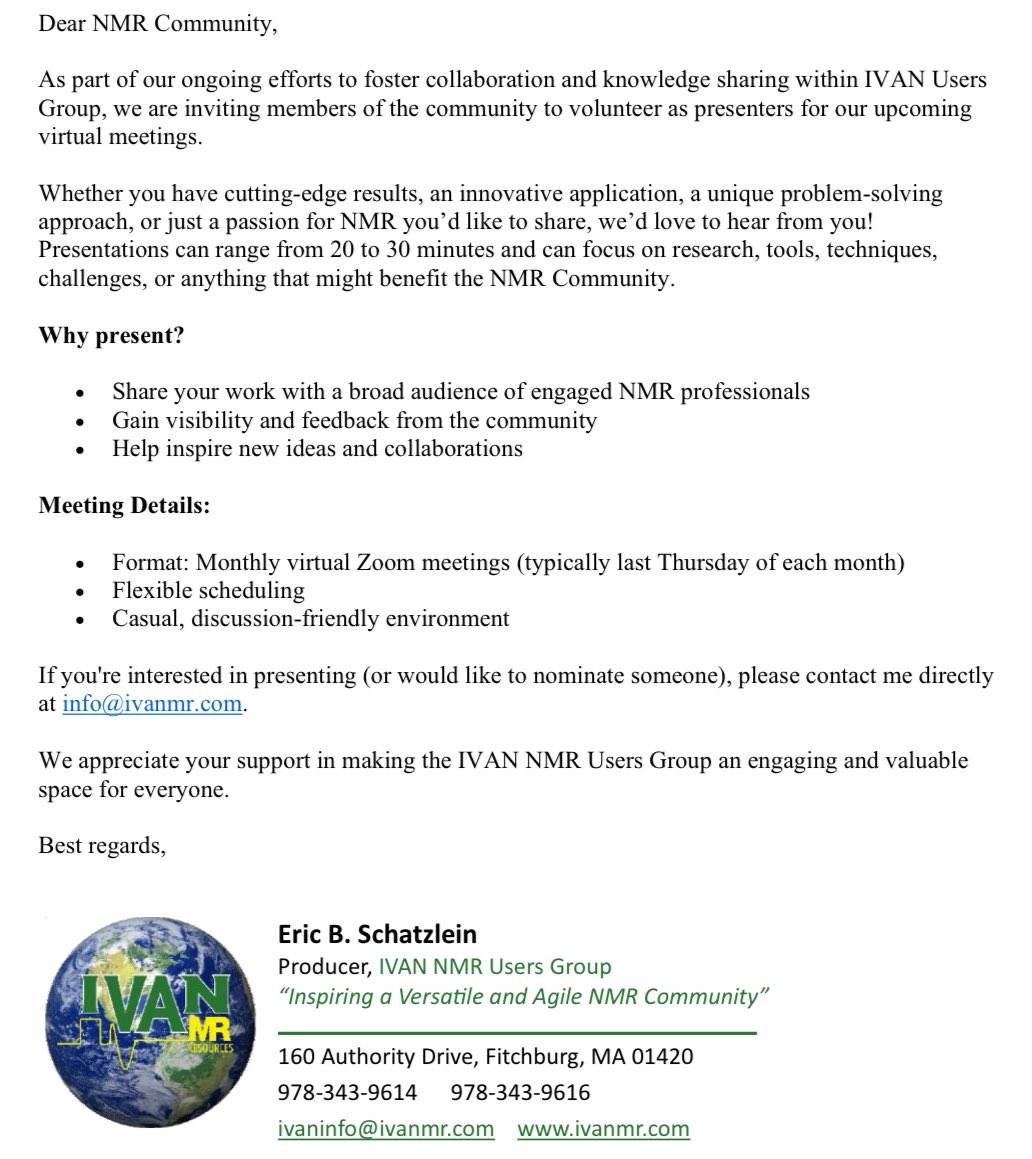 For those interested, this may be a good opportunity to present your NMR research. #nmr #nmrchat