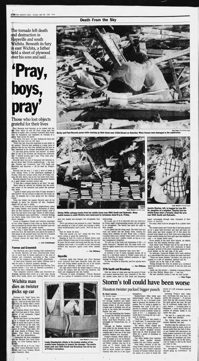 TonyClimate's tweet image. On April 26, 1991 there were 70 tornadoes in the US including a deadly F5 at Haysville, Kansas.
newspapers.com/image/69669887…