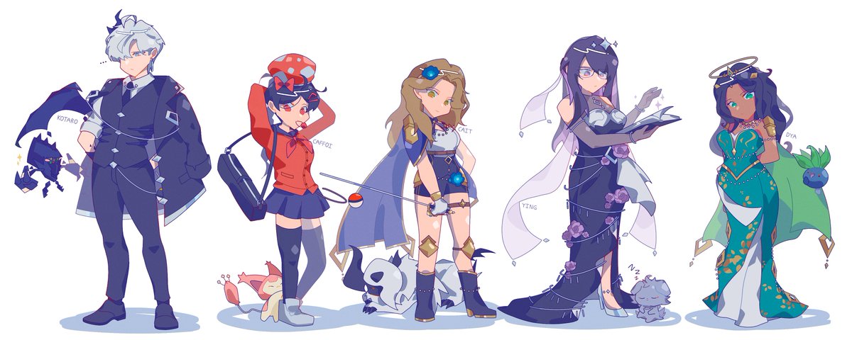 usermonokrome's tweet image. first batch of OCs done~⊹₊⋆
ngl im not too satisfied with them so i might add a few touchups and change the poses
#OC #pokemonfanart