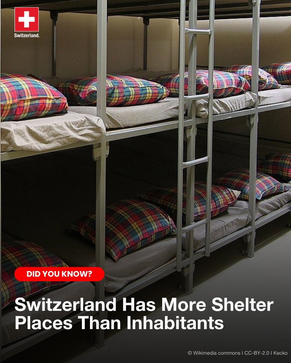 AbtSwitzerland's tweet image. A shelter for every Swiss inhabitant — and more. 🇨🇭
A shelter is a subterranean structure in the basement of a building. It is designed to protect the population in case of armed conflict or from natural or human-made disasters. 🏠
As a rule, in Switzerland, there is ‘a…