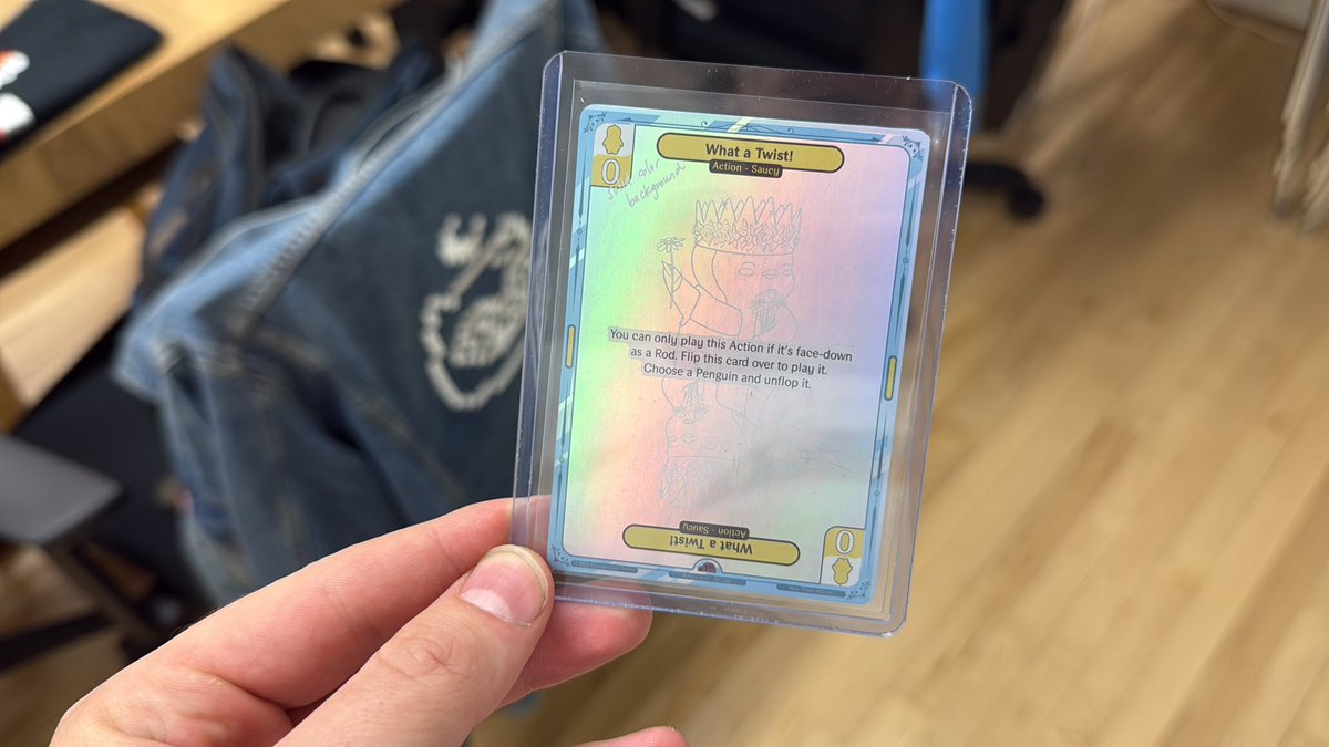 spencer's tweet image. Intern just pulled a @vibes_tcg sketch from a box in the office do I rug him or let him keep it?