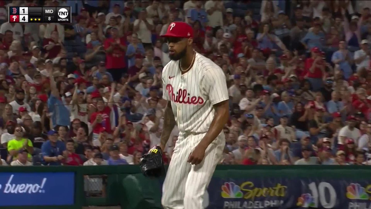 BRWalkoff's tweet image. Cristopher Sanchez is through 8 STRONG innings on @TBSNetwork
Will he come back out for the 9th? 馃憖