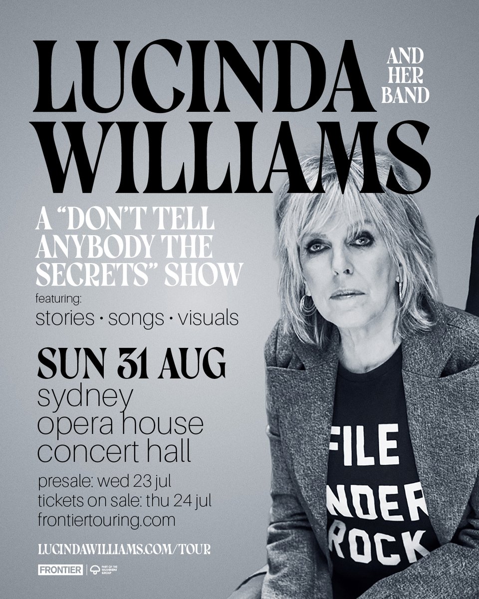 frontiertouring's tweet image. PRESALE ON NOW 🎸 The Frontier Member presale for Lucinda Williams (@HappyWoman9) is running for the next 24 hours!
🎫 frontiertouring.com/lucindawilliams