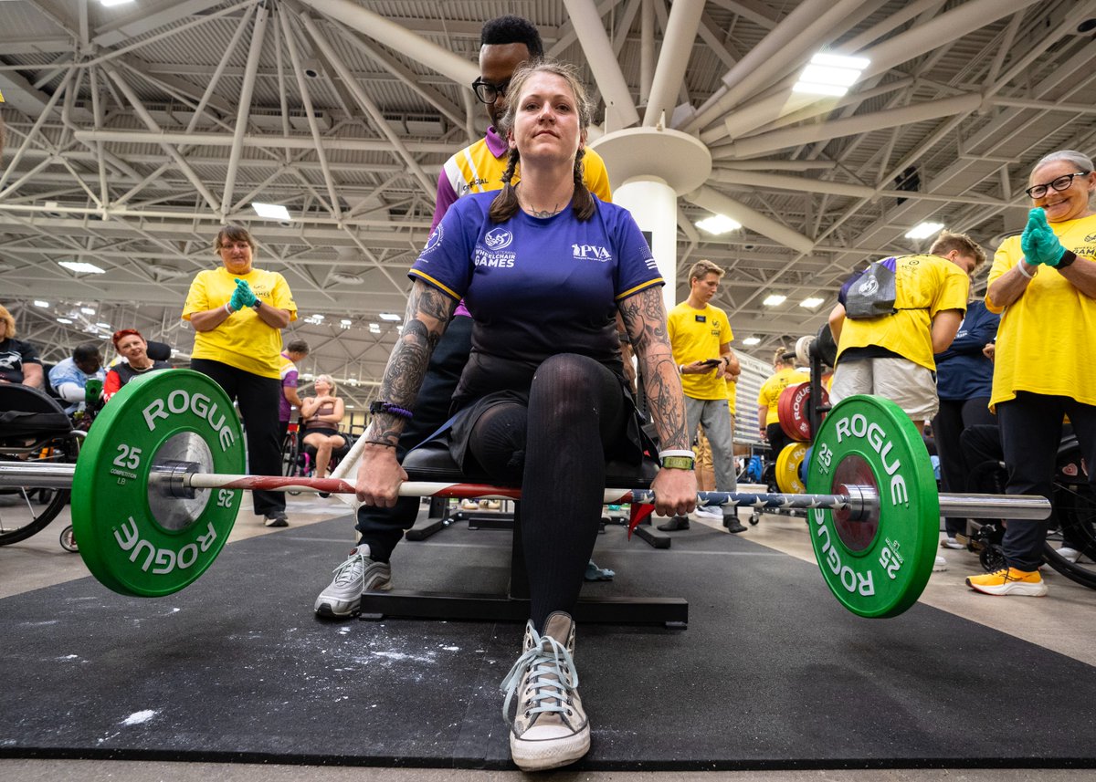 DeptVetAffairs's tweet image. The action kept going strong at the National Veterans #WheelchairGames as athletes gave it their all in the final stretch of competition.
Veterans showcased incredible strength in powerlifting, with one athlete deadlifting 700 pounds, and competed in swimming, pushing for…