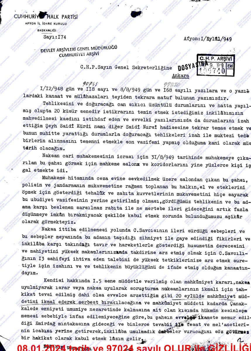 mufidyuksel's tweet photo. Cumhuriyet Arşivinde Geçen Yıl Gizlilik kaydı Kaldırılan bazı Bediüzzaman Belgeleri. 100'ü aşkın belgeye ulaşıldı-3