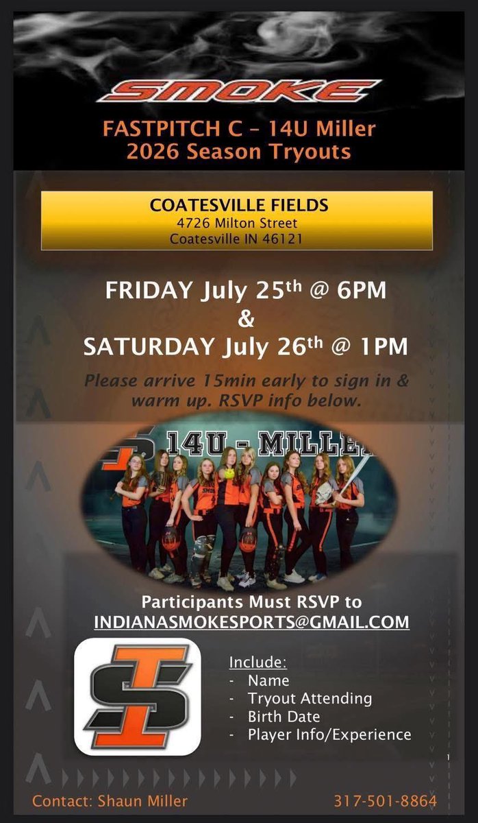 An additional tryout for 7/24 (6-7:30pm) at the Coatesville Diamond: 4726 Milton St., has been added. The extra date is due to possible inclement weather on Fri. &amp; Sat. You can update your tryout date (or attend this one as well as your original selection), please let us know.