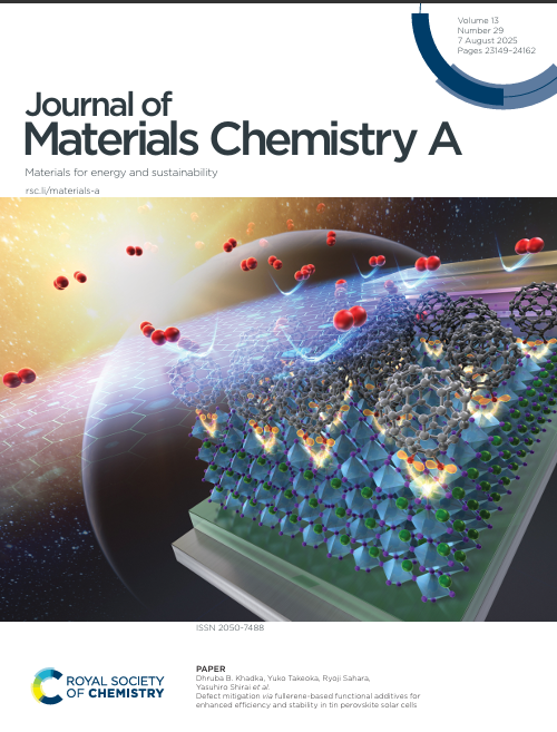 NIMSPVteam's tweet photo. Front Cover graphic: > Defect mitigation via fullerene-based functional additives for enhanced efficiency and stability in tin perovskite solar cells- (RSC Publishing) https://t.co/IfCyLgWS3j
@SophiaUniv_ENG 
@NIMS_PR 
@nims_icys 
#PerovskiteSolarCells https://t.co/j1gwqjqmAM