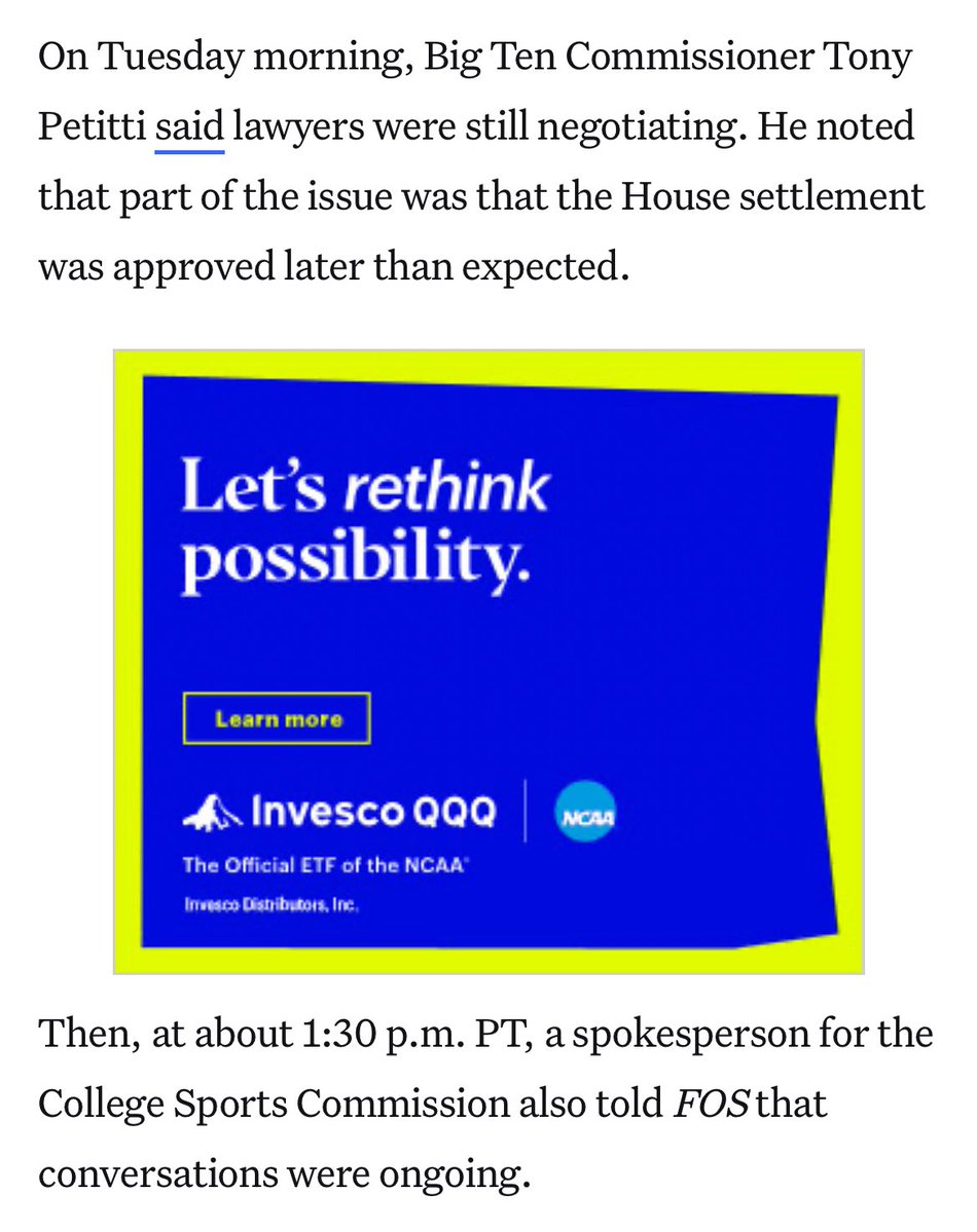 achristovichh's tweet image. The timeline of events here in Las Vegas regarding the agreement about how collectives would be handled by the NIL clearinghouse.
Full story, with @FOS confirmation of the framework of an agreement: frontofficesports.com/house-v-ncaa-l…
