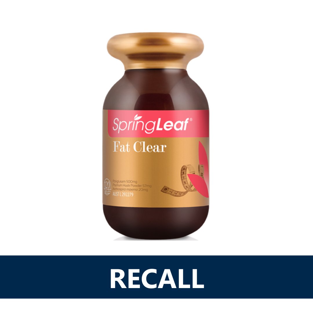 TGAgovau's tweet image. ⚠️Recall – SpringLeaf Fat Clear⚠️
Homart Pharmaceuticals Pty Ltd is recalling specific batches of its product, SpringLeaf Fat Clear, due to two identified compliance problems.
Read more: tga.gov.au/safety/market-…