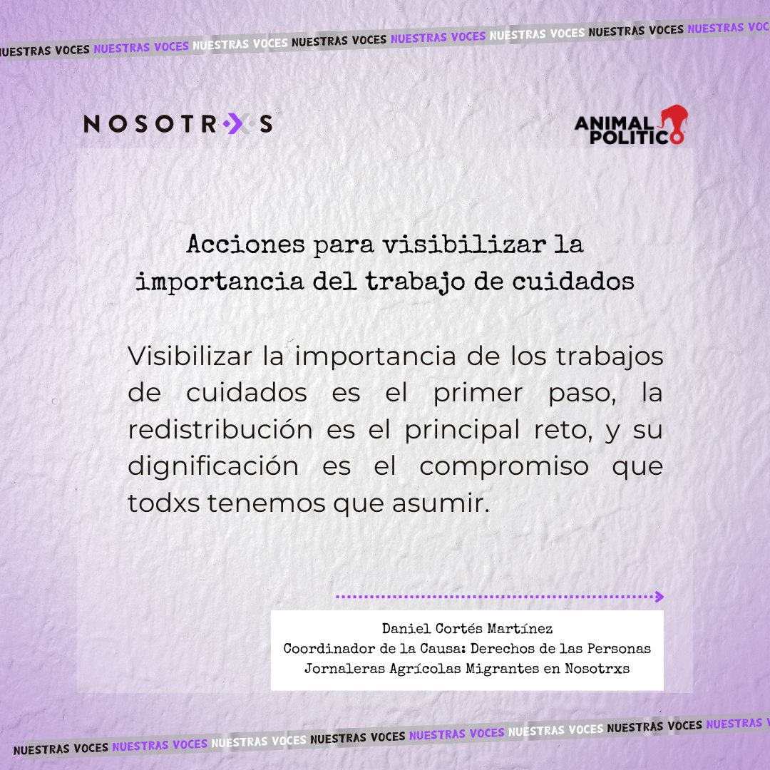NosotrxsMX's tweet image. ✒️ Acciones para visibilizar la importancia del trabajo de cuidados, Daniel Cortés | @danielcormar89
Leer en @Pajaropolitico 👇🏼
animalpolitico.com/analisis/organ…
