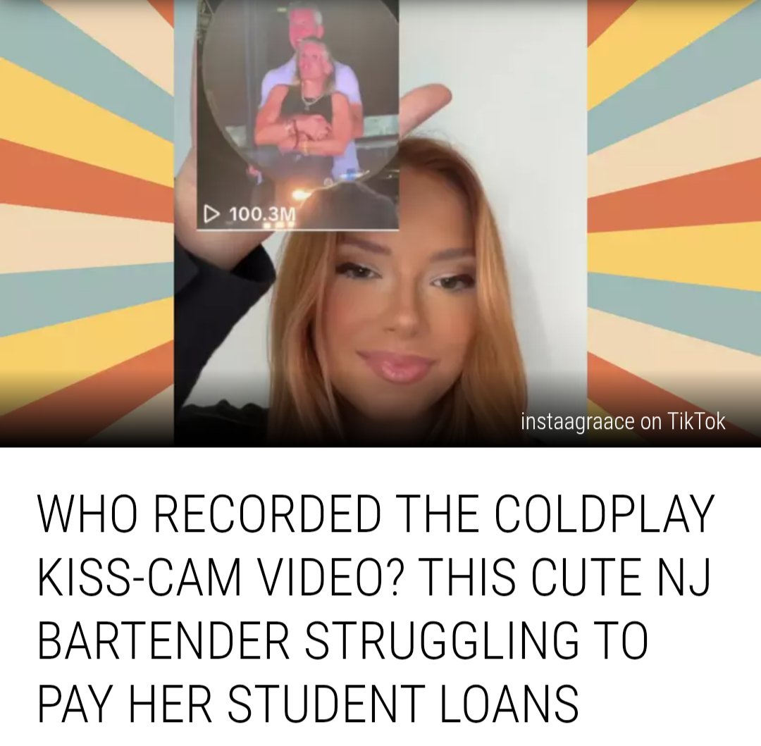 wakeupnj's tweet image. Did you know The woman who uploaded the infamous "kiss cam" video, that has been seen over 100M times, from the Coldplay concert that caught former-Astronomer CEO Andy Byron with HR director Kristen Cabot is from the Jersey Shore?
Grace Springer works as a bartender at Jenks Bar…