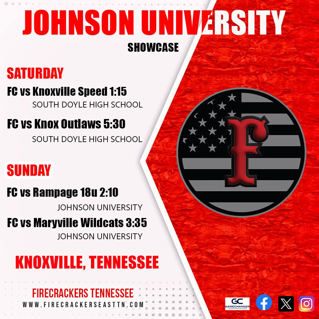 Firecrackers Softball Tennessee (@firecrackerstn) on Twitter photo Next up! Heading down to Knoxville for the <a href="/JURoyalsSB/">Johnson University Softball</a> Showcase this weekend 🥎🧨 Next up! Heading down to Knoxville for the <a href="/JURoyalsSB/">Johnson University Softball</a> Showcase this weekend 🥎🧨
