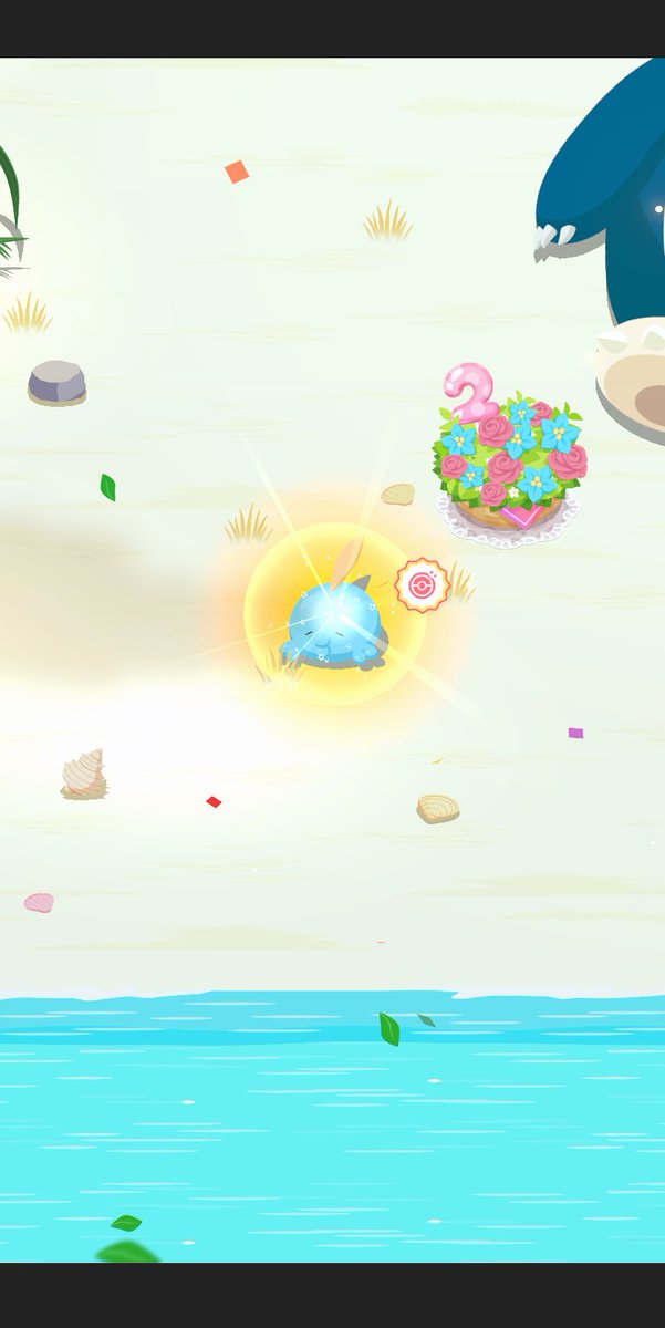 onigiri_pass's tweet image. #ポケスリ2周年をいっしょに 
ゴクリンの色違い✨
青色の花と同じ色になってる！