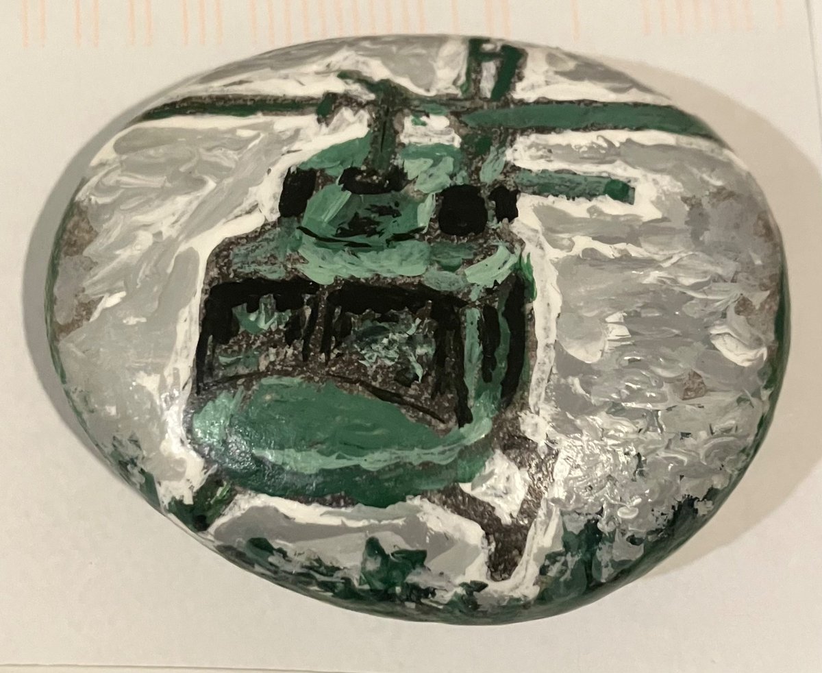 drdavidpalma's tweet image. A gift from a patient today. It’s a painted rock with the slogan from his airborne division. He says it would be a good slogan for #radonc too.
“Strike with a sure hand” ⚡️⚡️⚡️