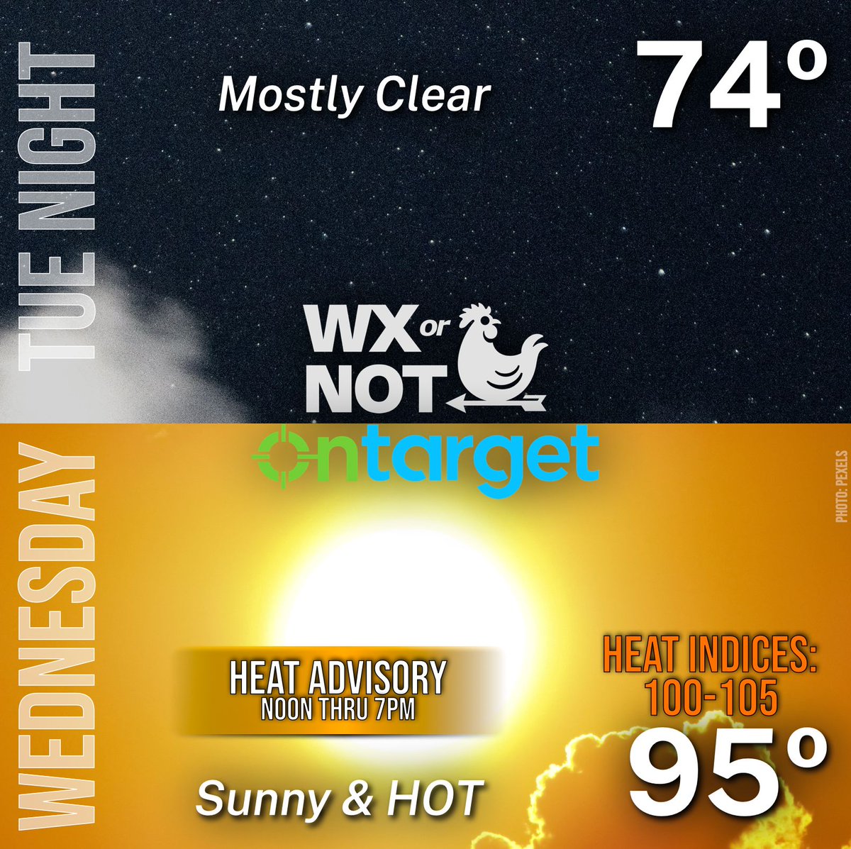 wxornotBG's tweet image. Oh, don't worry. The mugginess only gets stupider from here. Heat Advisory in place for Wednesday afternoon. That bottle of Deer Park's gonna look like a desert oasis.
