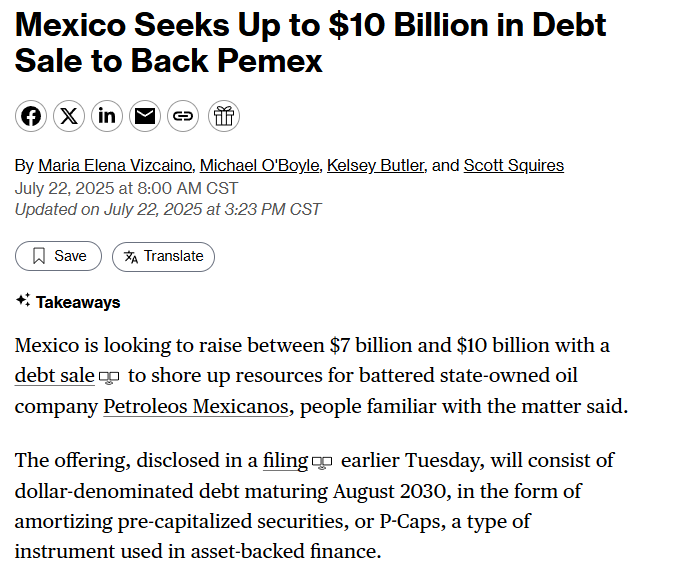XQestendenciaMX's tweet image. 🚨 Pemex , Deudas del Bienestar :
Porque un reporte de Bloomberg señala que el gobierno de México planea endeudar a México con 10 mil MDP.
🤡
Todo para salvar a la decaída Pemex.
😔
Con términos bonitos y vacíos legales buscan que no se llame deuda.
🐀
Maromas de la 4T.
#RT…