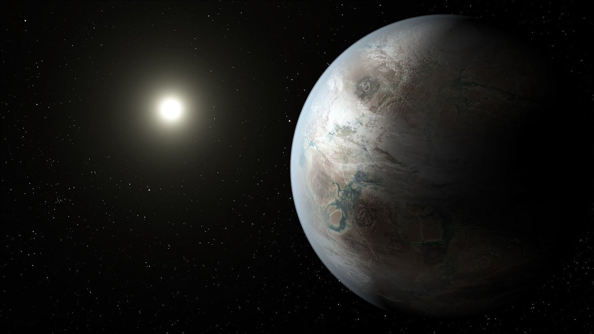 PhysInHistory's tweet image. On July 23, 2015, NASA announced the discovery of Kepler-452b, an exoplanet located 1,400 light-years away. Found by the Kepler space telescope, it's the first near-Earth-sized planet discovered in the habitable zone of a Sun-like star - where liquid water could exist.
📷NASA