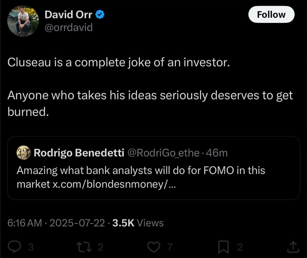 siyul's tweet image. Put aside my respect for Cluseau; my more critical view is that Orr has no standing to judge the quality of an investor, as he has not demonstrated the skills/temperaments required to be a good investor.
btw, I saw ~10 takes of this today on FinX: all screenshots; no reposts or…
